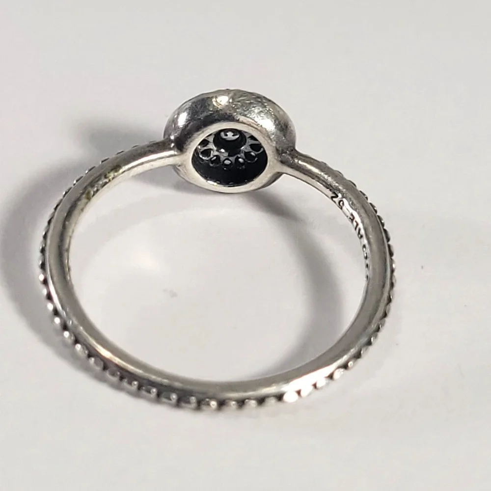Pandora Radiant Elegance Ring Sterling Silver Women 6 Beaded Halo CZ 190986CZ-52